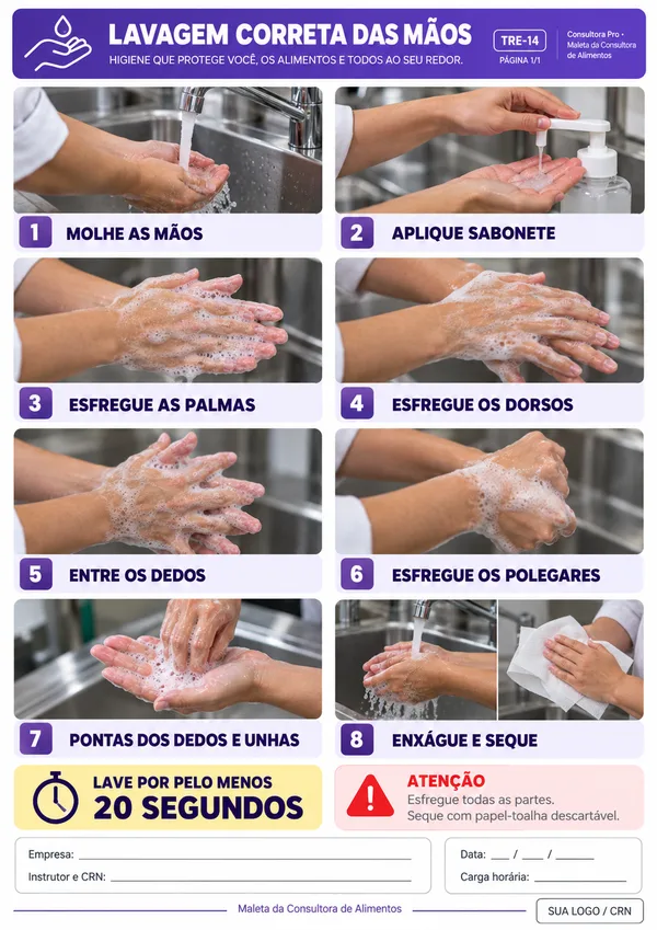 Cartaz de lavagem correta das mãos
